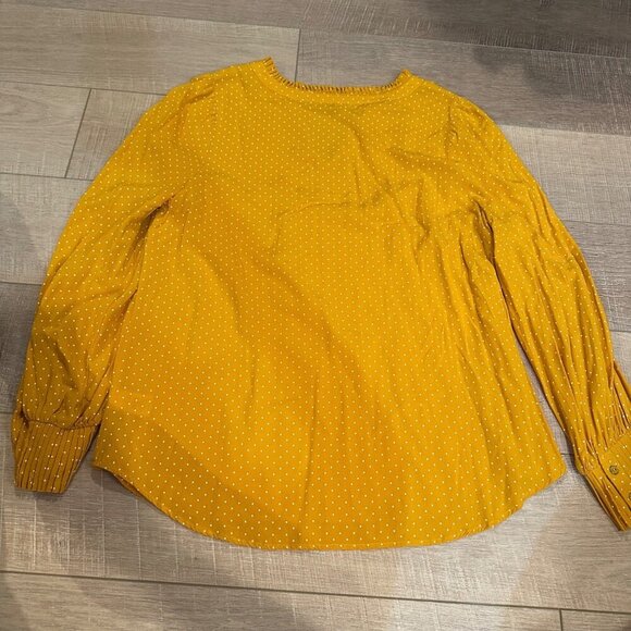 TALBOTS YELLOW POLKA DOT BLOUSE WOMENS LARGE - Picture 8 of 8